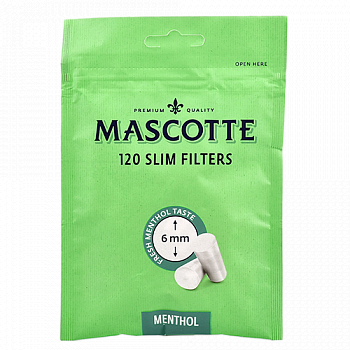 Фильтры для самокруток 6мм Mascotte Slim Mentol 120 шт (в пакете)  Фильтры для самокруток 6мм Mascotte Slim Mentol 120 шт (в пакете)