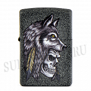 ��������� Zippo 29863 - Wolf Skull Feather Design