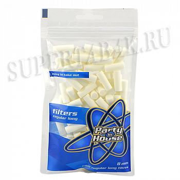 Фильтры для самокруток 8мм - Party in House - Blue Regular Long  (100 шт) Фильтры для самокруток 8мм - Party in House - Blue Regular Long  (100 шт)