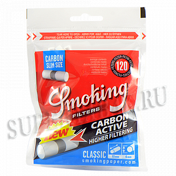 Фильтры для самокруток 6мм (УГОЛЬНЫЕ) Smoking Slim Carbon 120 шт Фильтры для самокруток 6мм (УГОЛЬНЫЕ) Smoking Slim Carbon 120 шт