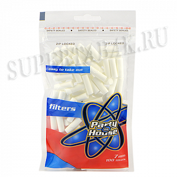 Фильтры для самокруток 7мм - Party in House - Red slim Long  (100 шт) Фильтры для самокруток 7мм - Party in House - Red slim Long  (100 шт)