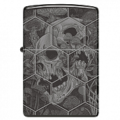��������� Zippo 46425 - Mushroom Skulls - High Polish Black