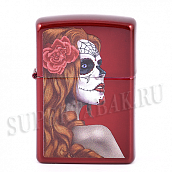 ��������� Zippo 28830 - Day of Dead Girl - Candy Apple Red�